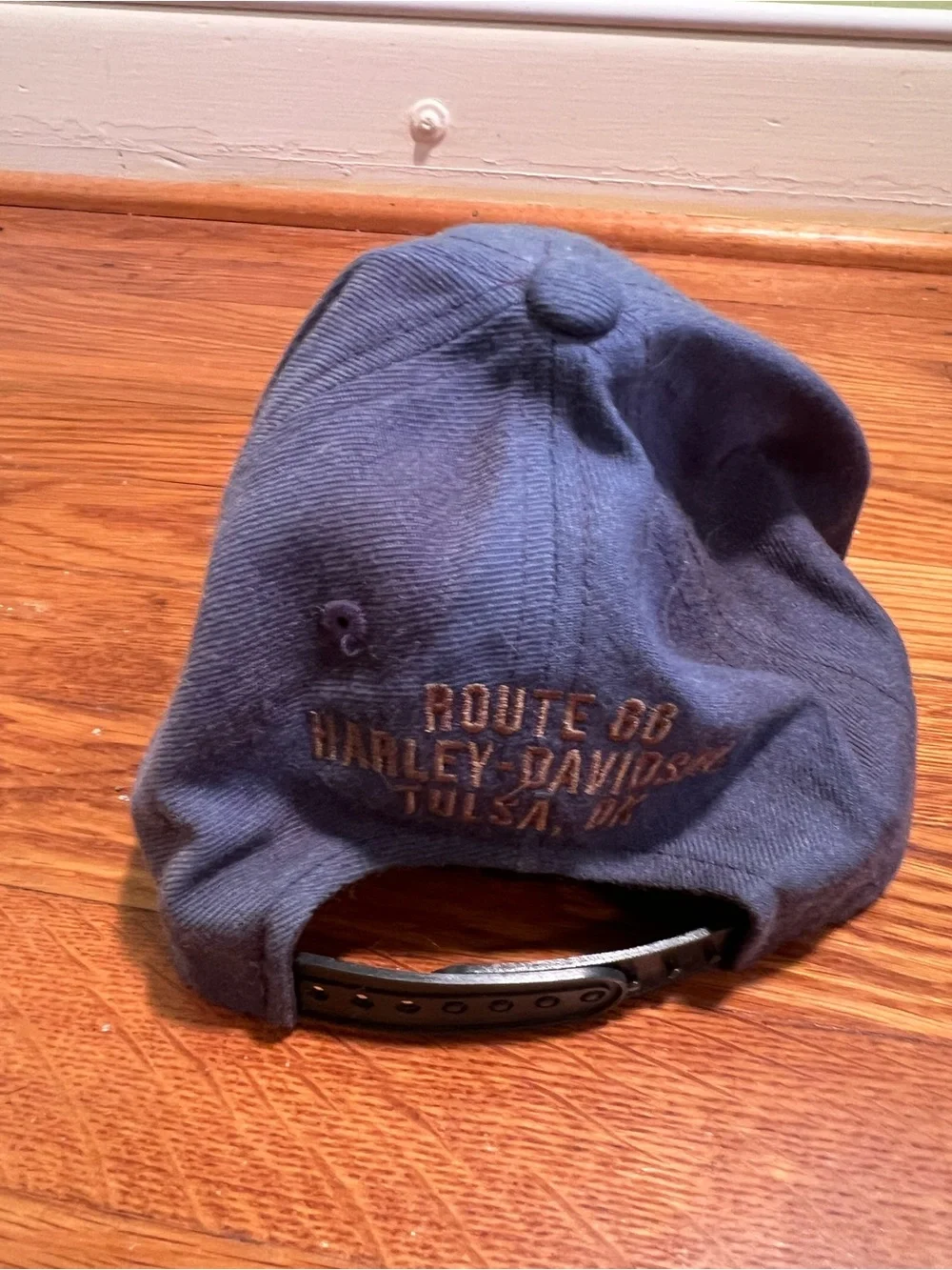 Harley Davidson Bar & Shield Leather Patch Snapback Cap Route 66 Tulsa Oklahoma